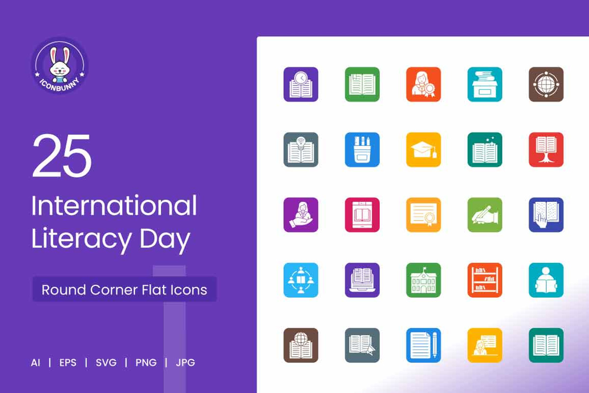 25 International Literacy Day Round, an Icon by IconBunny (Photo 1 of 2)