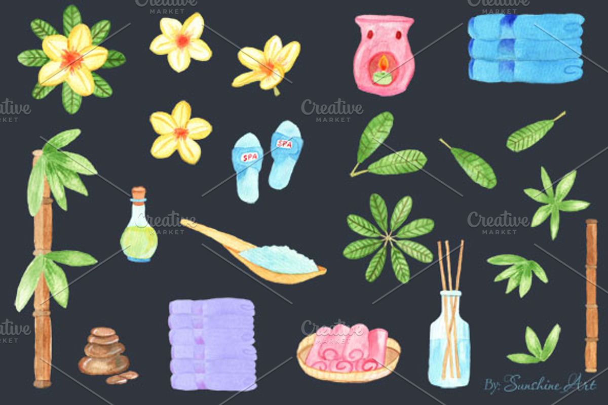 Watercolor SPA Design Elements, an Object Graphic by Sunshine Art Shop (Photo 4 of 7)