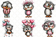 Quirky Valentine Owl Clipart, an Animal Illustration by Black Bird Studio (Thumbnail 5 of 6)