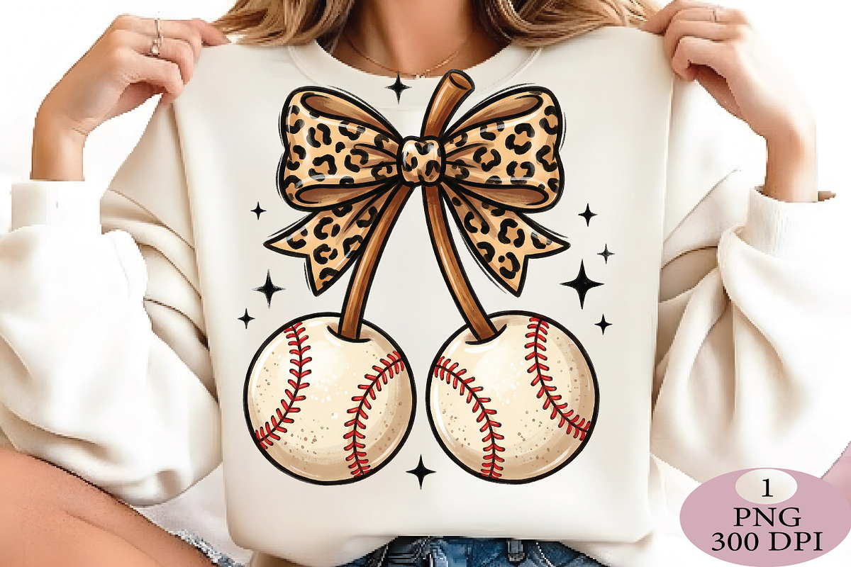 Baseball Cherries Coquette Bow Png, an Illustration by Daily.Designs (Photo 4 of 5)
