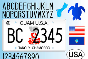Guam license plate, USA, a Transportation Illustration by frizio
