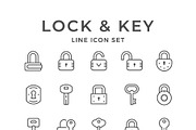 Set line icons of lock and key, an Outline Icon by motorama (Thumbnail 1 of 2)