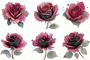 Quirky Valentine Rose Flower Clipart, an Illustration by Black Bird Studio (Thumbnail 3 of 6)