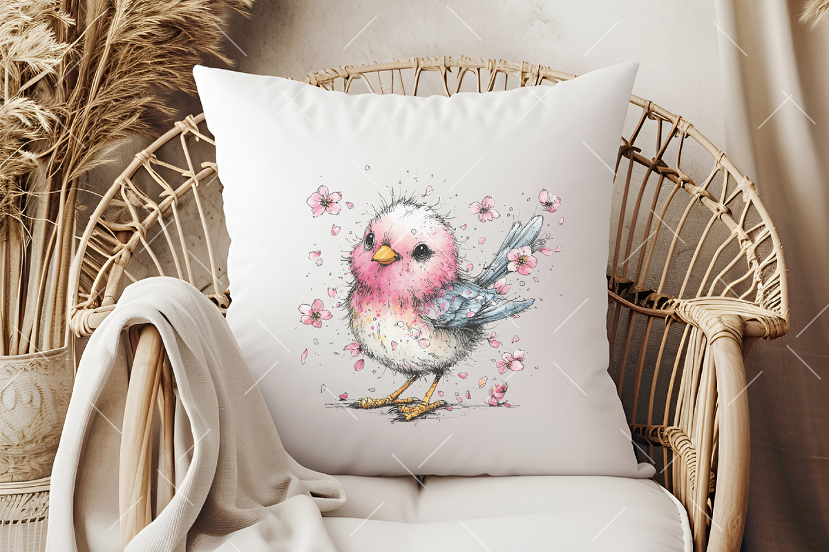 Whimsical Funny Spring Bird Clipart, an Illustration by OK Design (Photo 6 of 6)