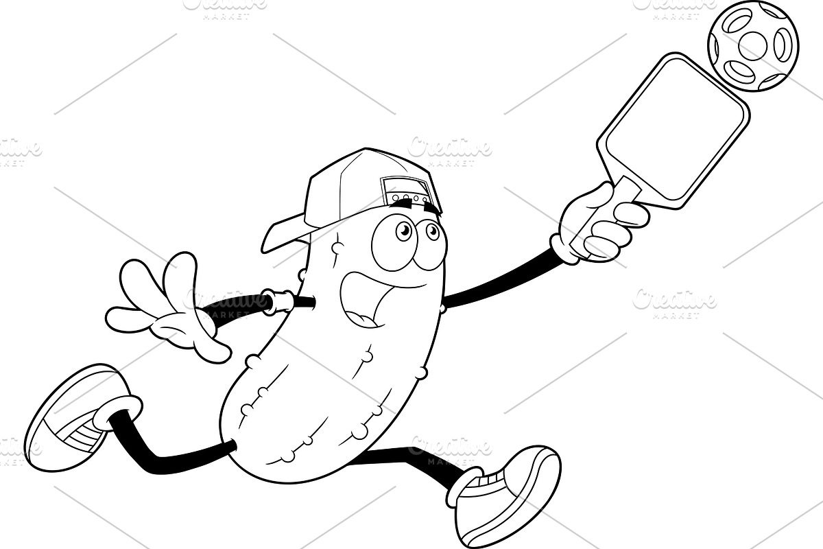 Outlined Funny Pickle, a Food Illustration by HitToon