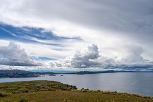 Terraced fields on Amantani Island overlooking Lake Titicaca, Pe, a Nature Photo by GoodGoods