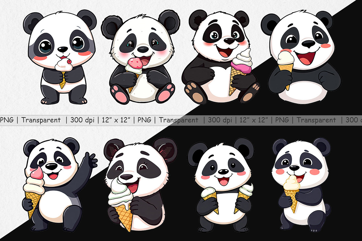 Panda with Ice Cream Clipart, a Graphic by Artnoy (Photo 2 of 5)