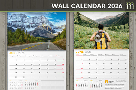 Wall Calendar 2026 (WC027-26), a Stationery Template by mikhailmorosin