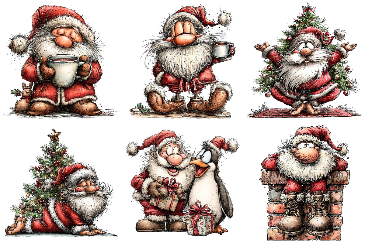 Funny Christmas Santa Clipart, an Illustration by Libby Wishes (Photo 5 of 9)