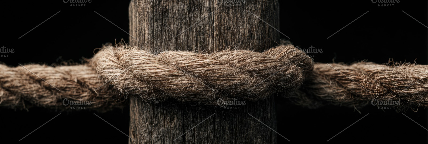 Old Rope Tied Around Wooden Post, a Wallpaper Photo by Virgo Studio