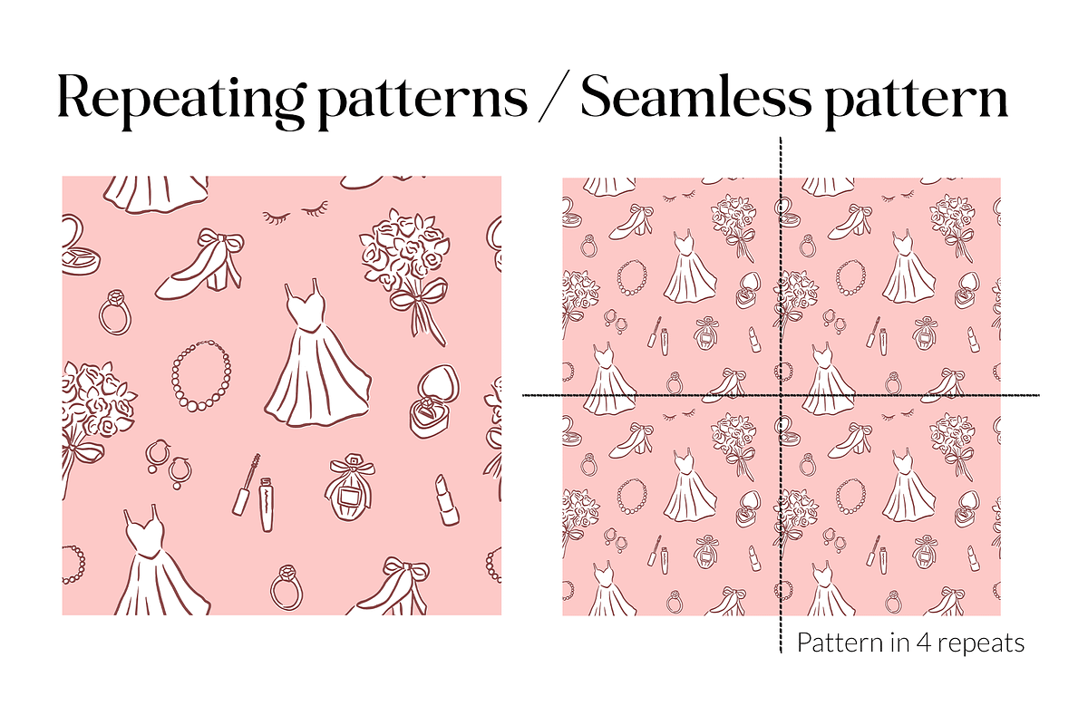 Wedding Hand drawn Pattern Set, a Pattern Graphic by CreativeChristiana (Photo 3 of 7)
