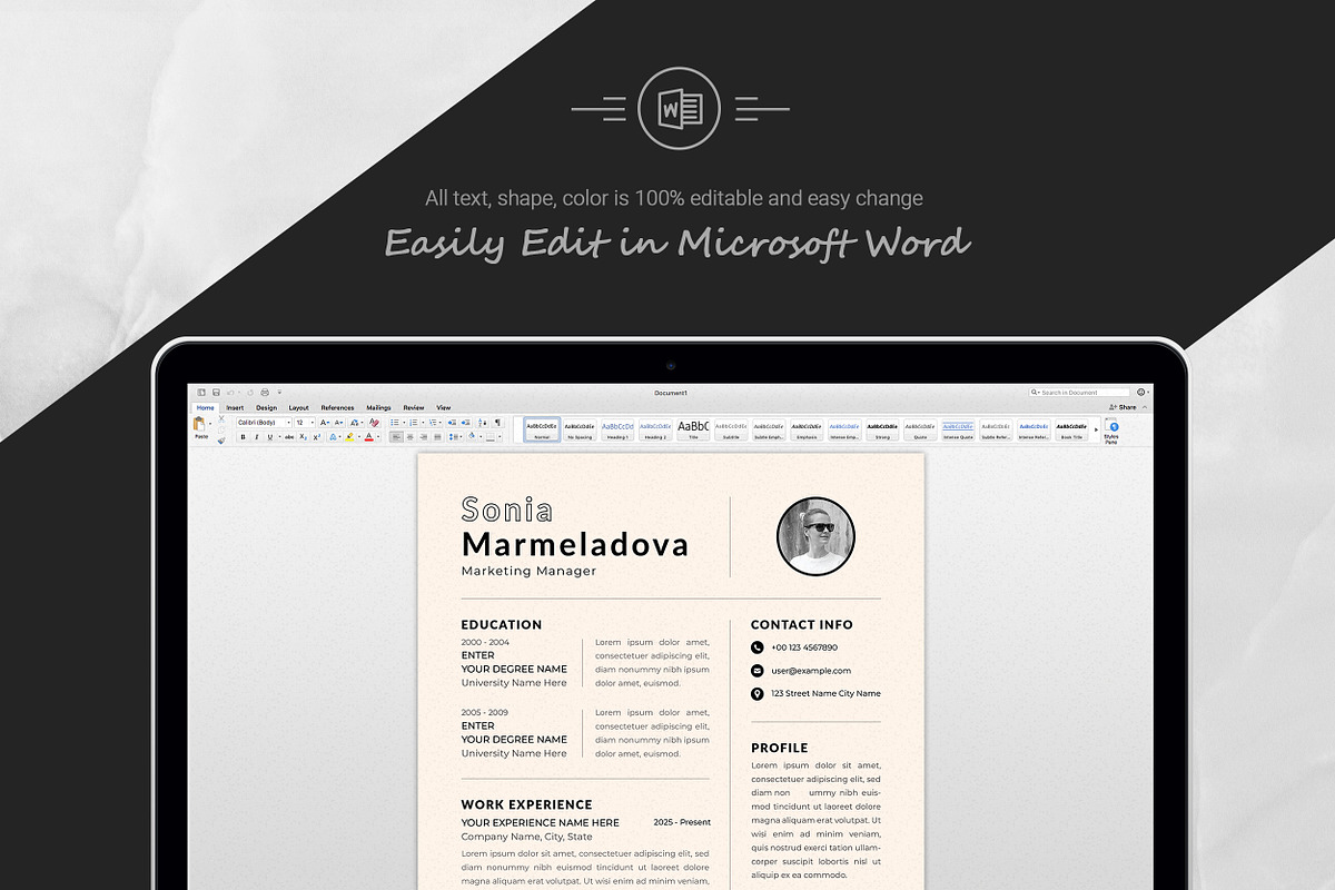 Simple Resume with Photo Option, a Resume Template by ResumeInventor (Photo 5 of 6)