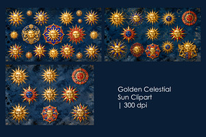 Golden Celestial Sun Clipart, a Decorative Illustration by StockVerse Creative