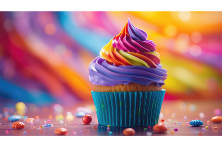 frosting colorful cupcake food ai, a Background Photo by pikepicture