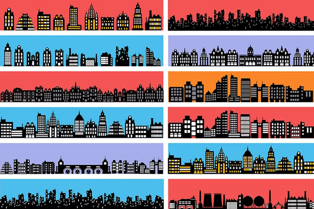 Set of city landscape silhouettes, a Work Illustration by AlexZeL (Photo 5 of 5)