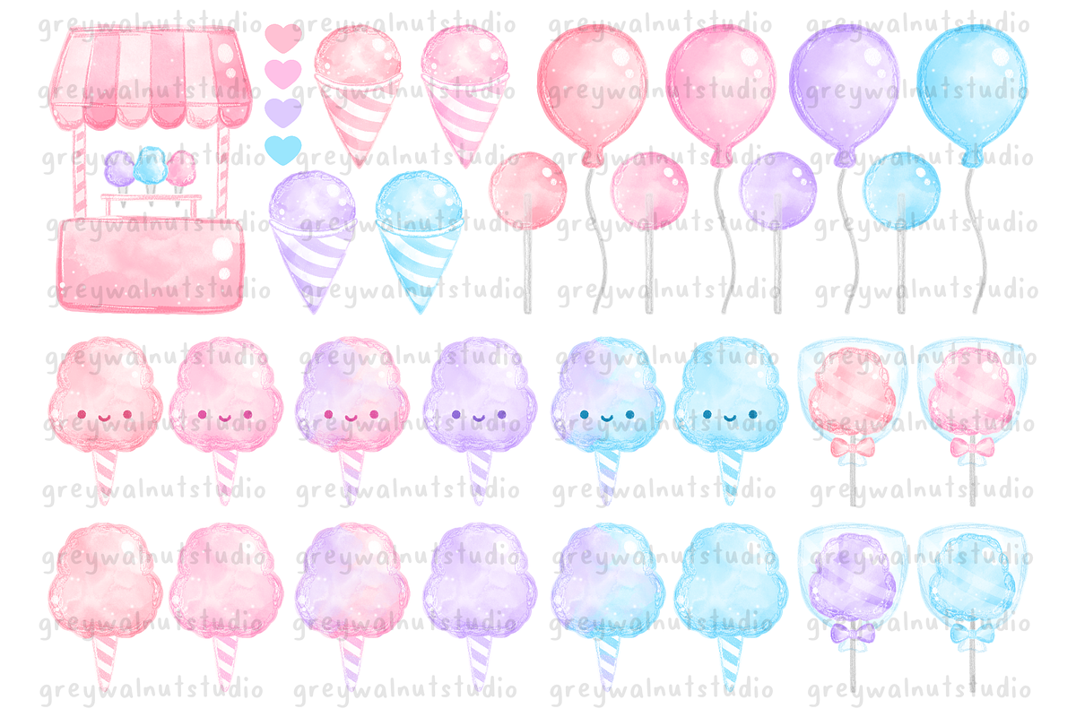 Cotton Candy Clipart, an Illustration by greywalnutstudio (Photo 2 of 4)