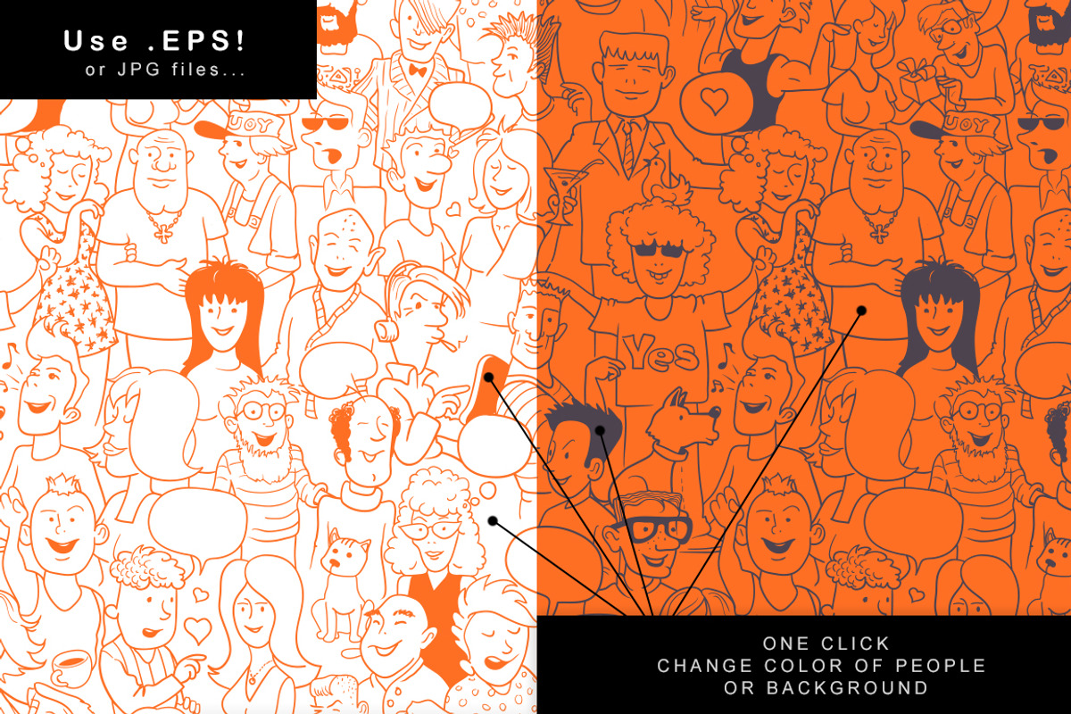 Doodle People Pattern Set, a Pattern Graphic by Savgraf (Photo 3 of 6)