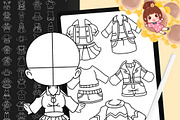 60 Procreate Chibi Clothes Stamp, a Brush Add-On by DrawingStoryShop (Thumbnail 1 of 6)