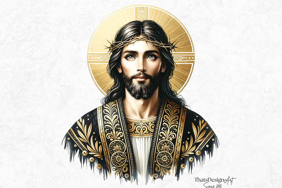 Black and Gold Jesus Christ clipart, a Person Illustration by ThatsDesignArt (Photo 9 of 10)