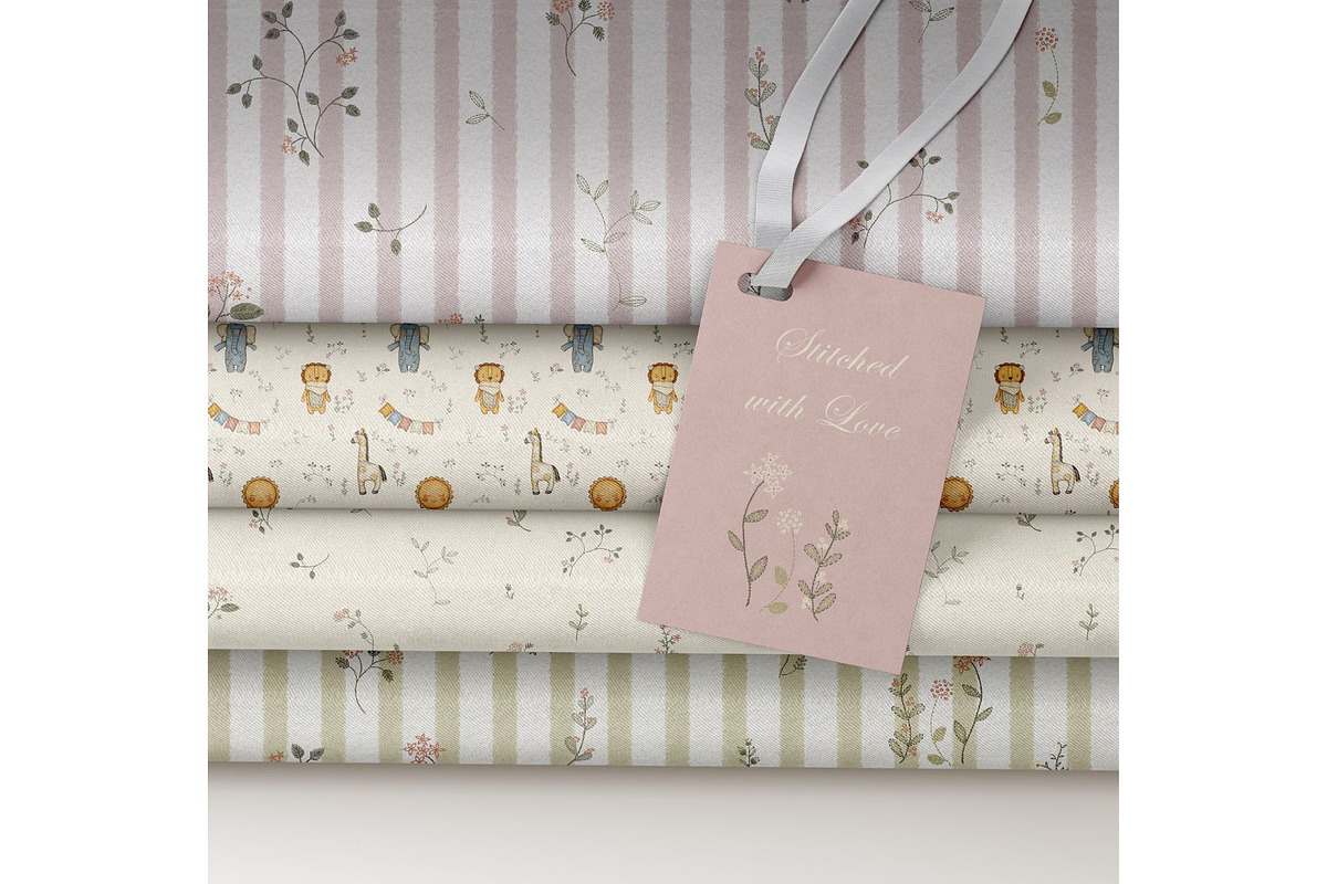 Stitched with Love Seamless Pattern, a Pattern Graphic by MouseGrey (Photo 3 of 12)