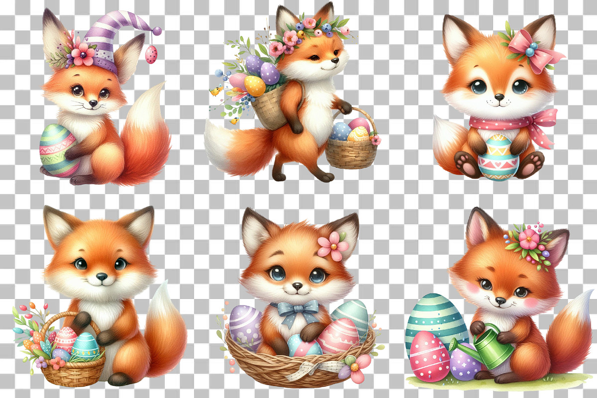 Cute Easter fox Clipart, an Illustration by DreamCafeArt (Photo 3 of 5)