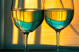Two wine glasses in sunlight create, a Photo by Dvoevnore photos