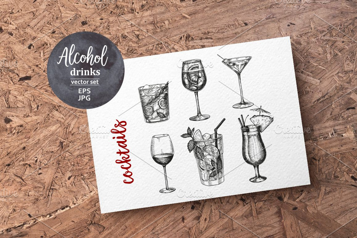 Cocktails and alcohol drinks, a Food Illustration by natadanko (Photo 3 of 5)