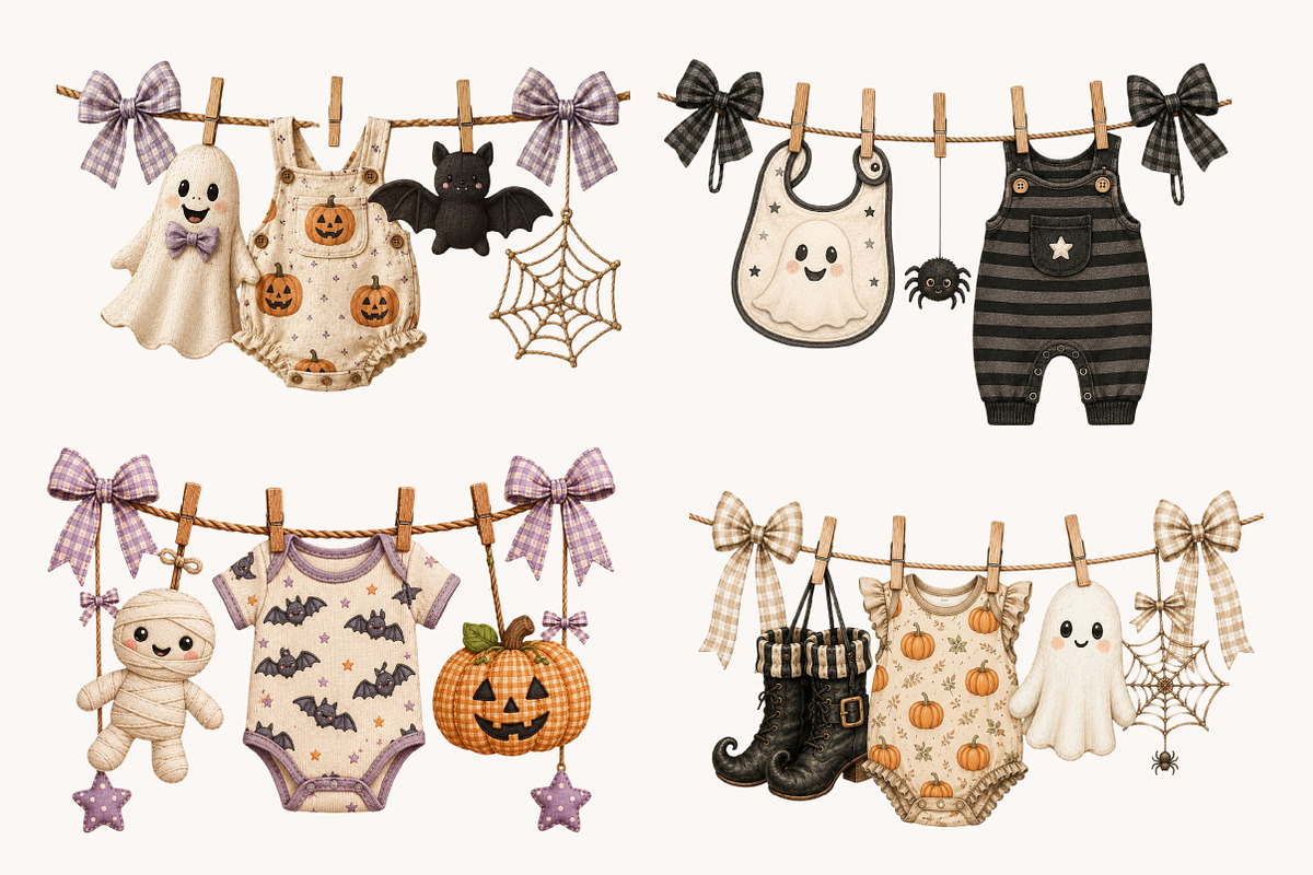 Halloween Clothesline Clipart PNG, a Seasonal Illustration by Designworld (Photo 5 of 5)