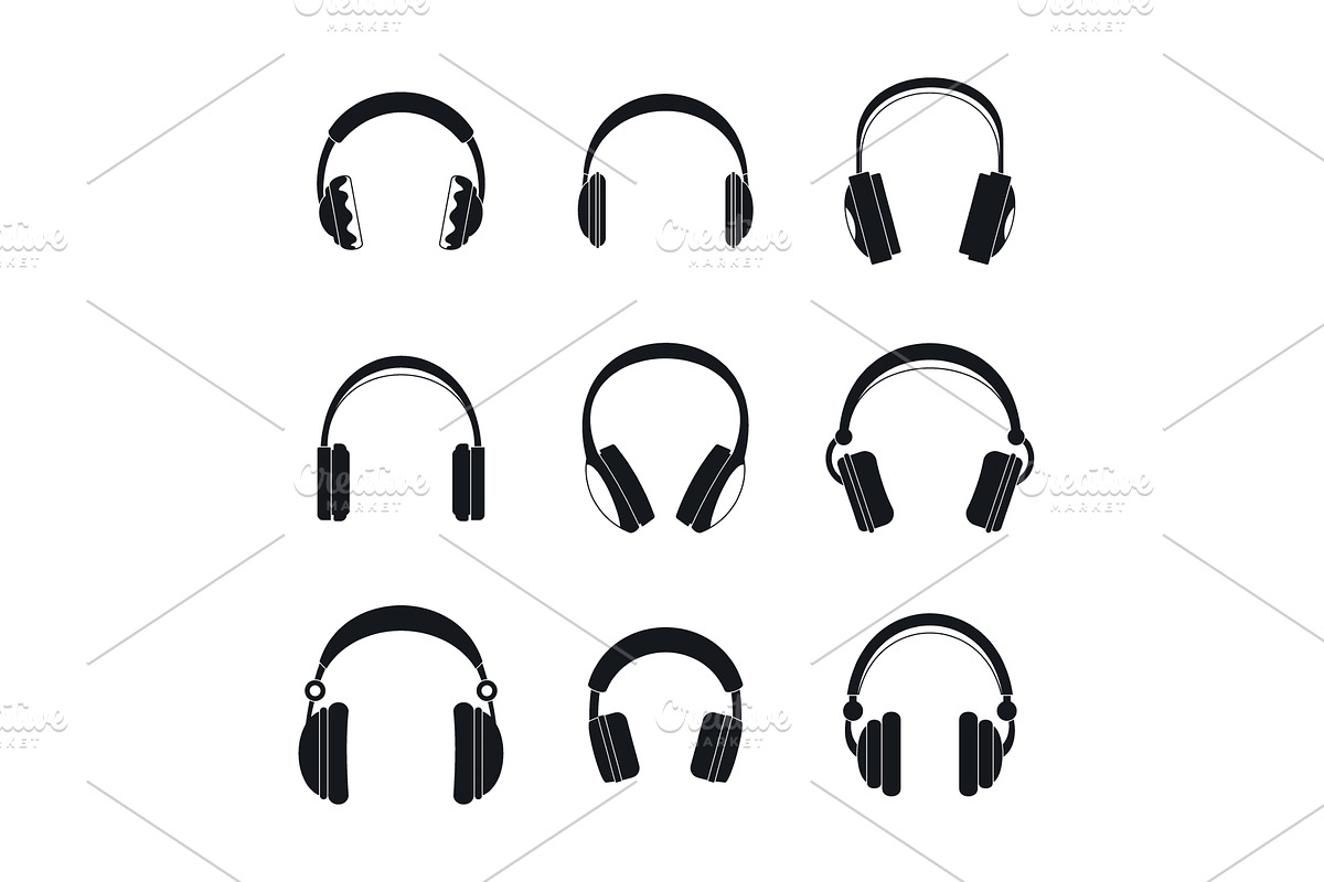Headphones music speakers icons set, a Technology Illustration by Ylivdesign