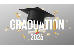 Modern banner for graduation 2025, an Education Illustration by Andrey Yaroslavtsev