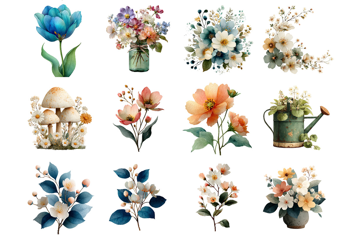 Spring Floral Clipart, an Illustration by DreamArtGraphic (Photo 2 of 4)