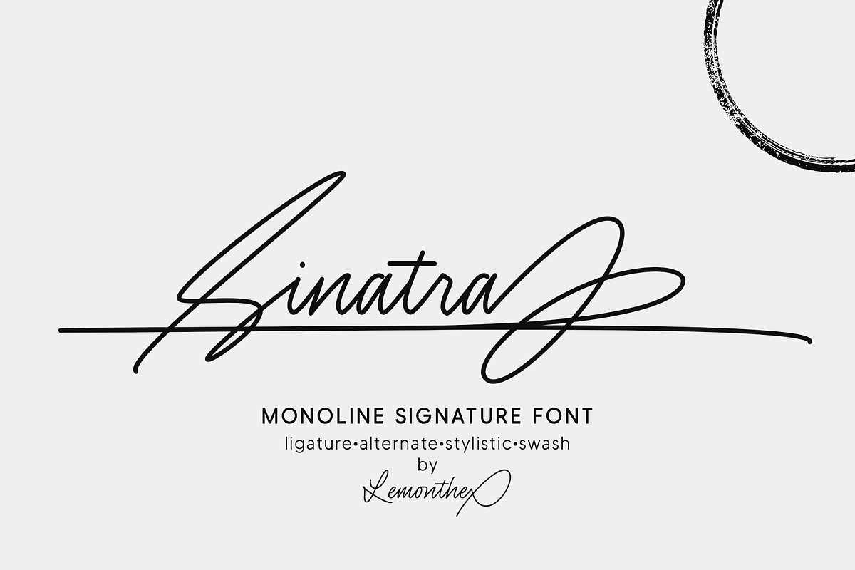 Sinatra | Monoline Signature, a Script Font by Lemonthe (Photo 1 of 9)