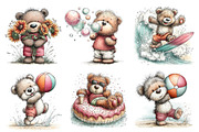 Whimsical Summer Teddy Bear Clipart, an Illustration by Dream Creation (Thumbnail 2 of 6)