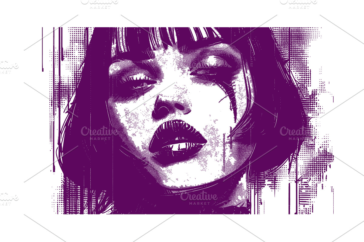 Dotted color monochrome woman, an Object Illustration by Stock-Smart-Start