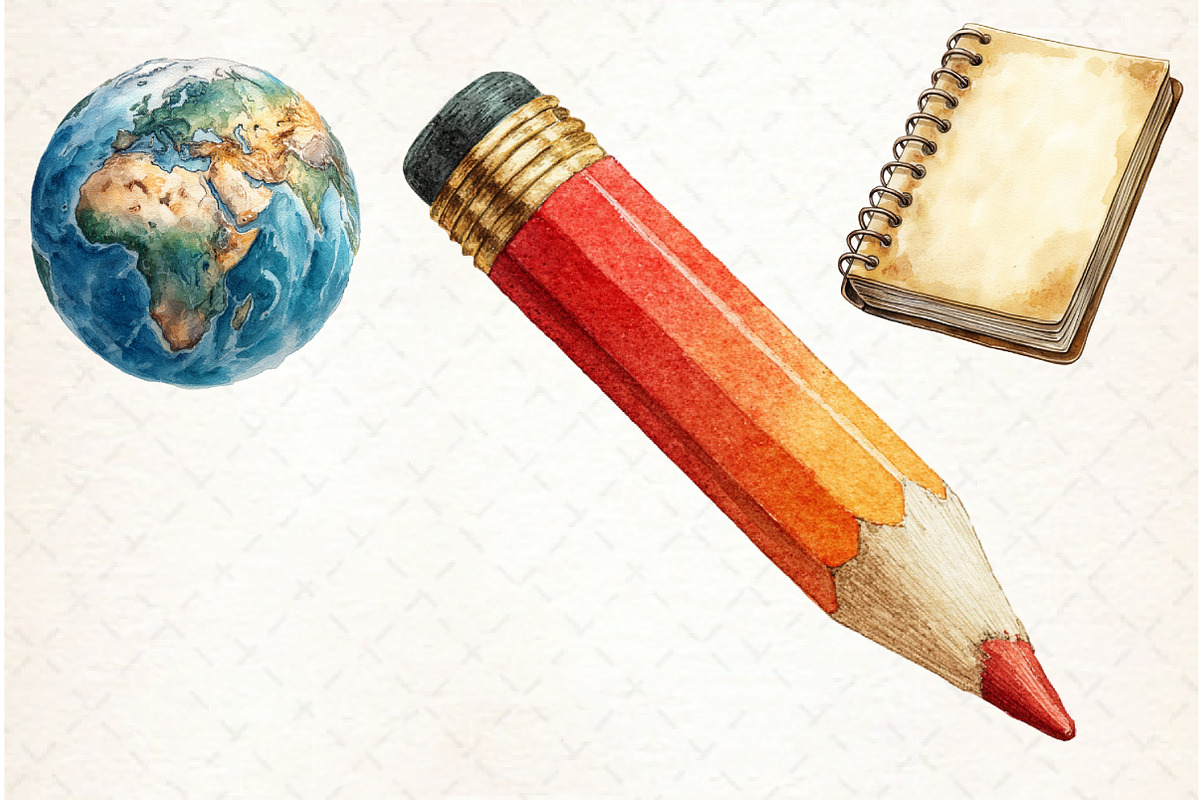 Watercolor School Clipart, Classroom, a Graphic by Libby Wishes (Photo 4 of 6)
