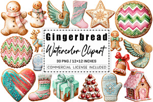 Watercolor Gingerbread Clipart, a Graphic by CitraGraphics
