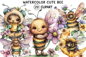 Watercolor Bee Png Clipart, an Illustration by Creative Art