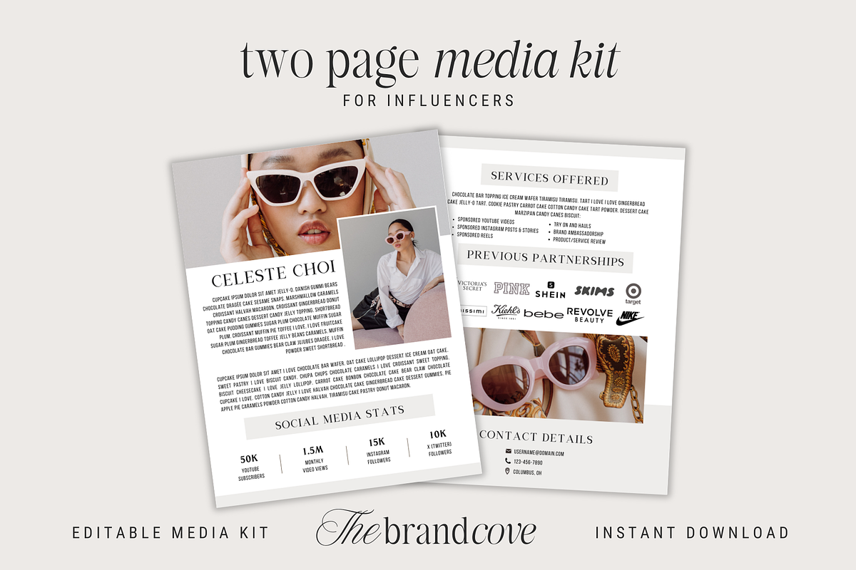 Influencer Media Press Kit, a Resume Template by thebrandcove (Photo 1 of 5)