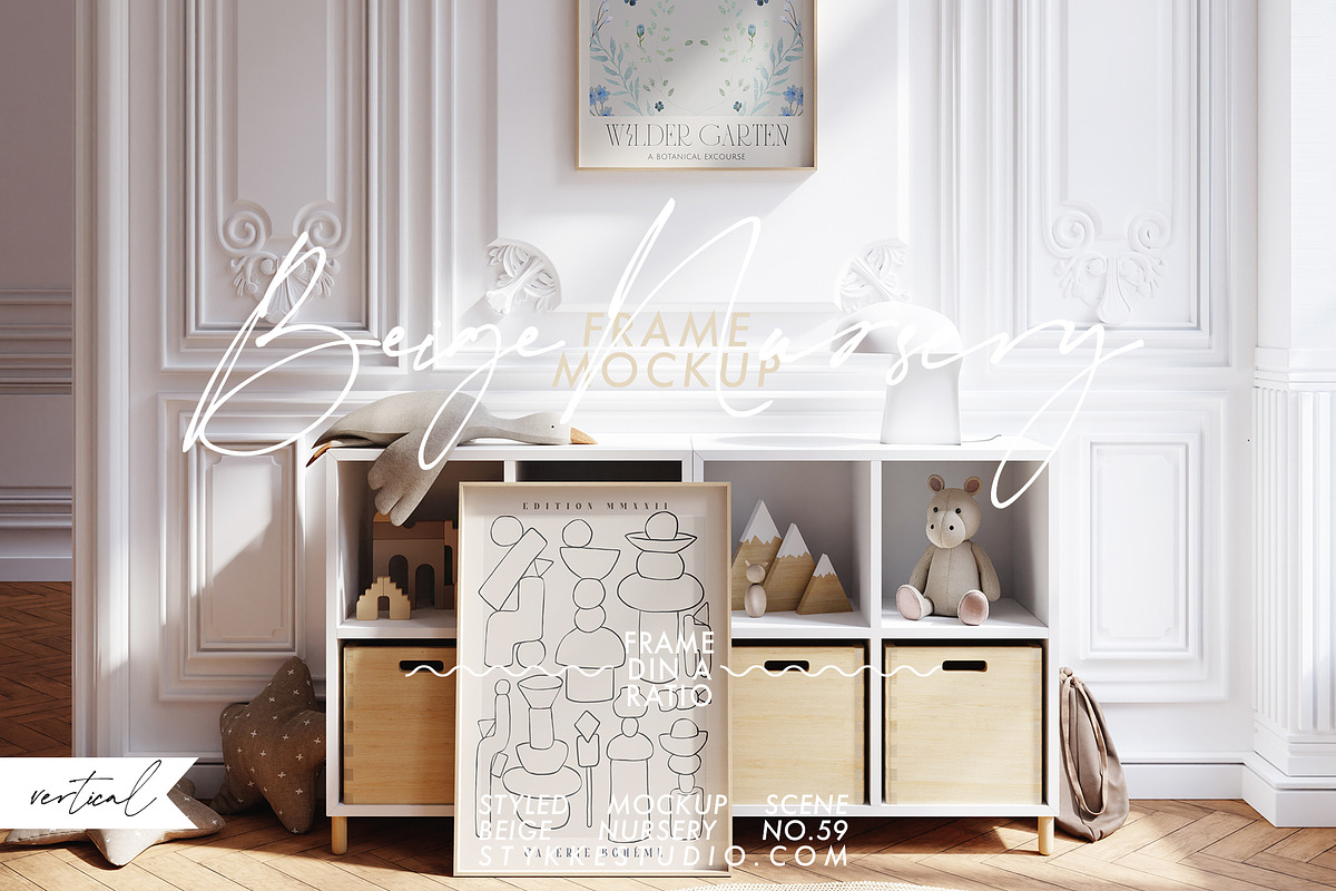 BEIGE NURSERY | vertical mockup duo, a Household Mockup by Stykke Studio (Photo 1 of 7)