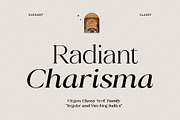 Radiant Charisma - Serif Family, a Serif Font by Prioritype Co (Thumbnail 1 of 10)