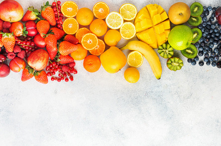 Rainbow fruits background stock photo containing rainbow and fruit