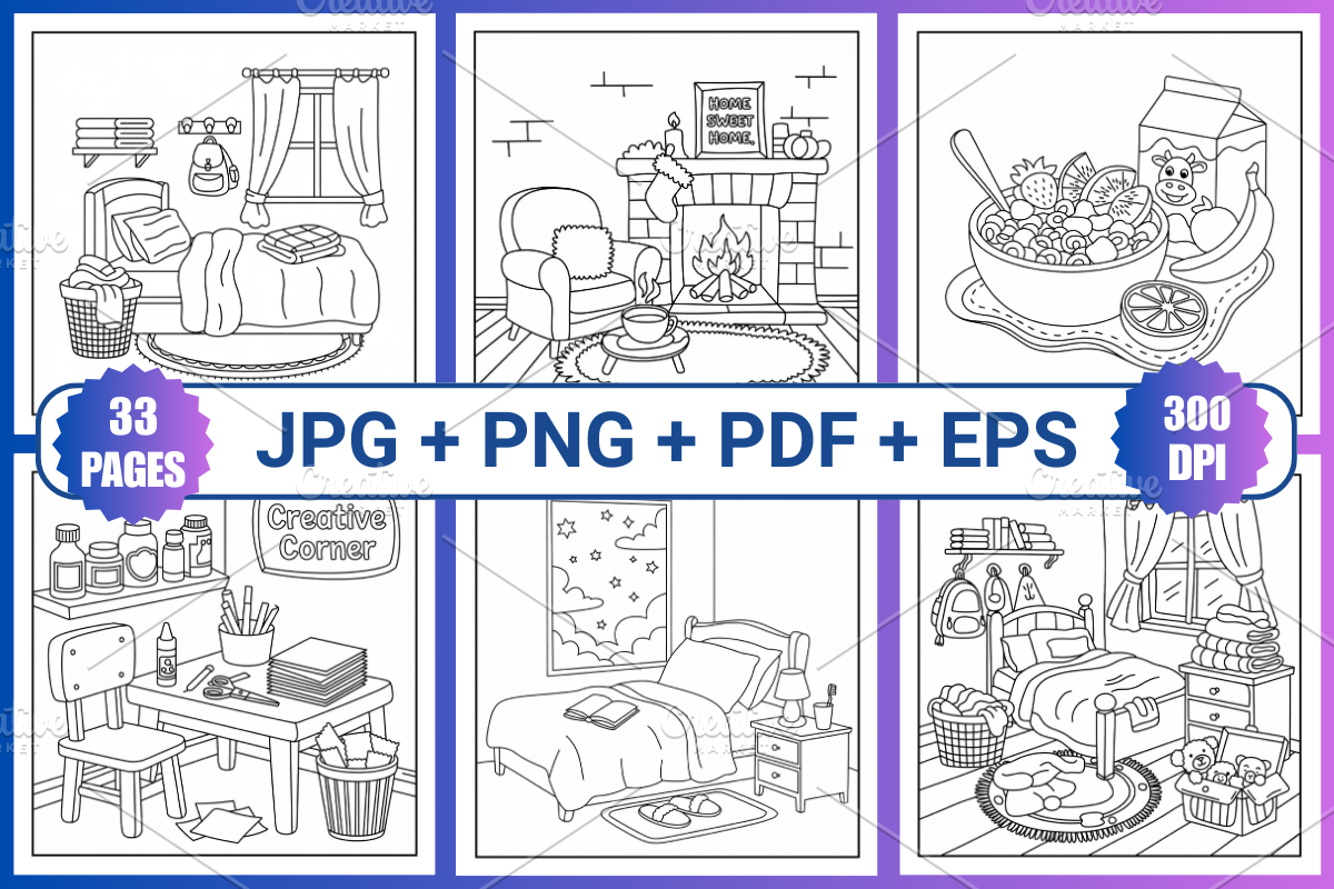 Cozy Girl HomeBody Coloring Page, a Person Illustration by Coco Bloom (Photo 2 of 3)
