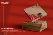 Stacked Cardboard Pizza Boxes Mockup, an Advertising Mockup by Hubzway (Thumbnail 1 of 2)