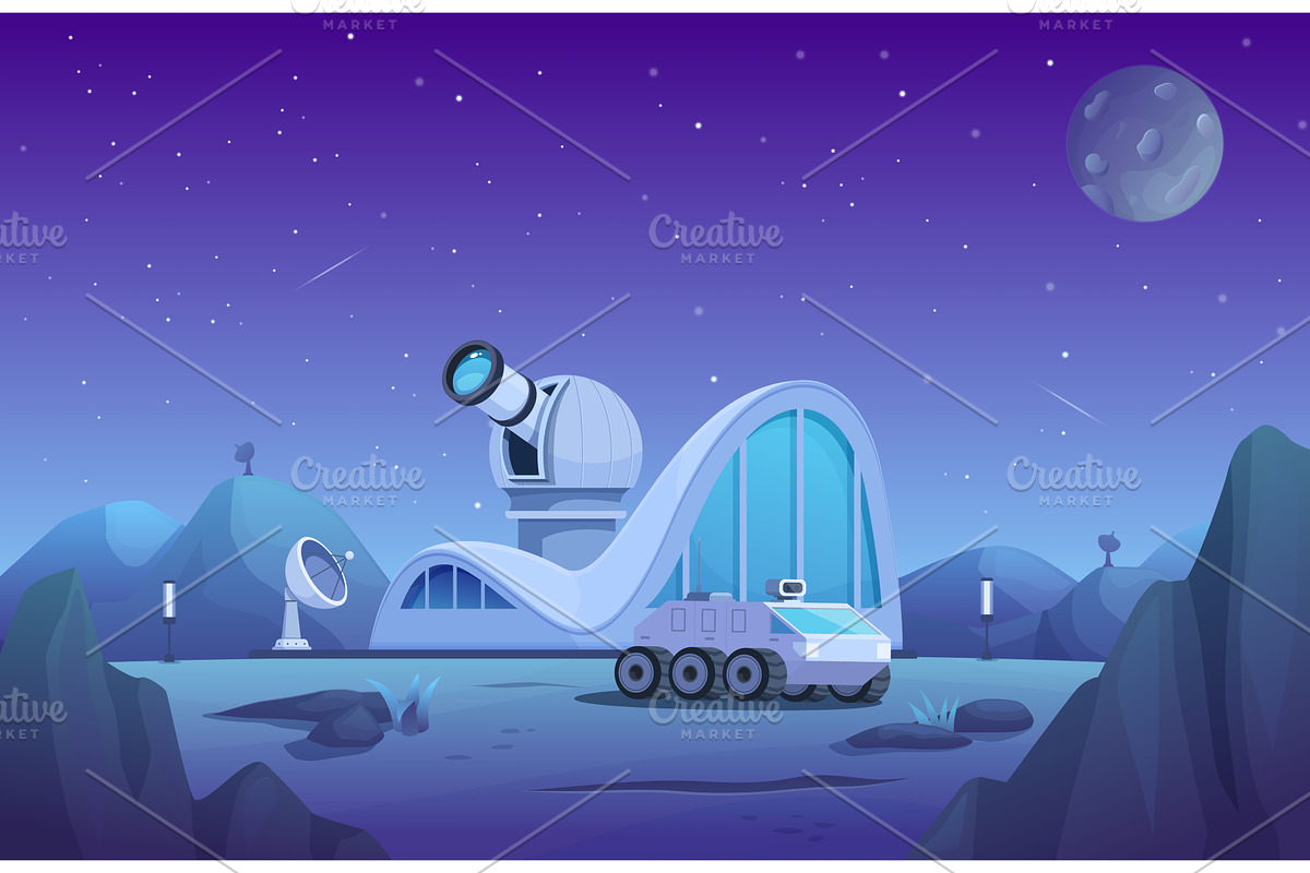 Space station on planet in universe, an Illustration by Valerie Bodnar