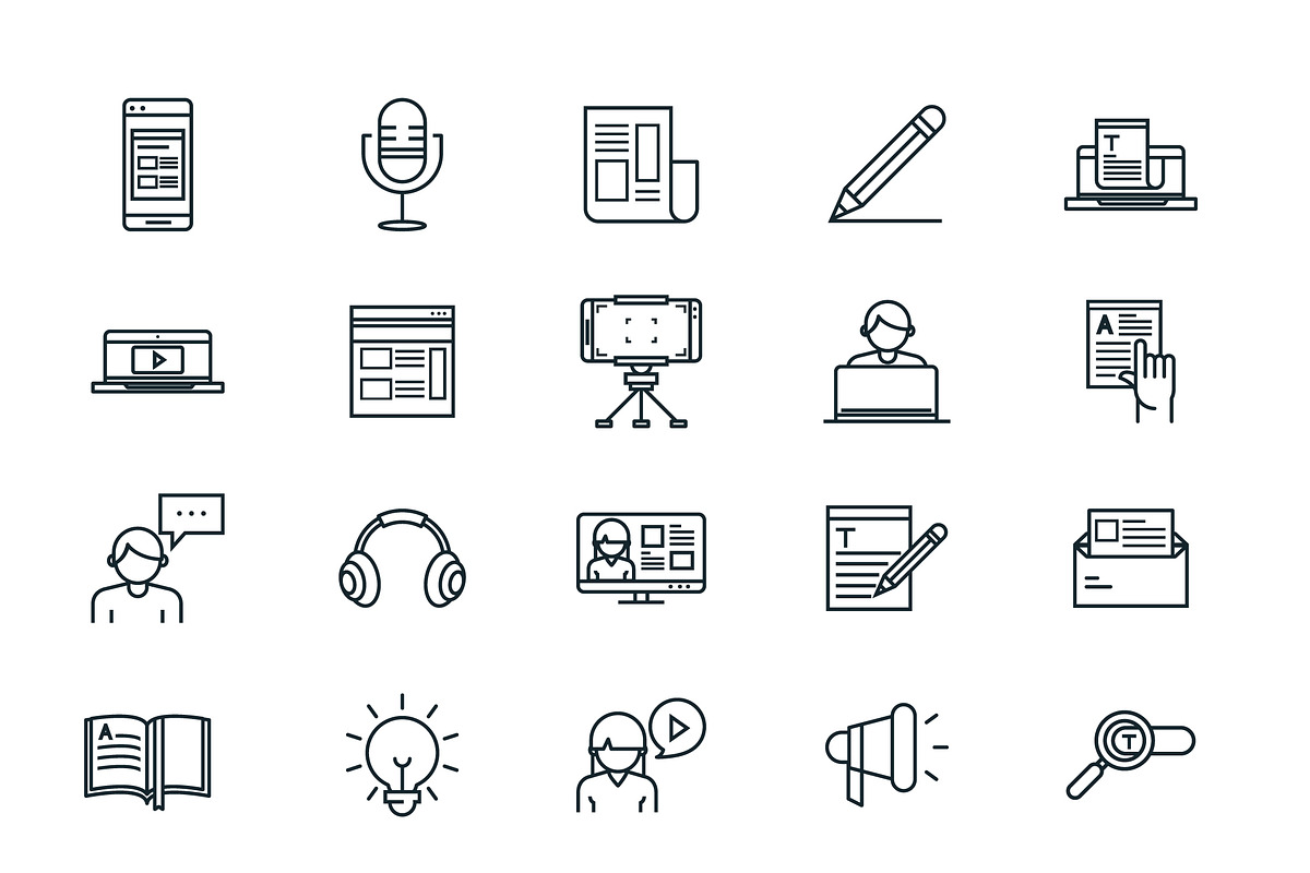 Content Blogging Icons Set, a Templates & Theme by studiogstock