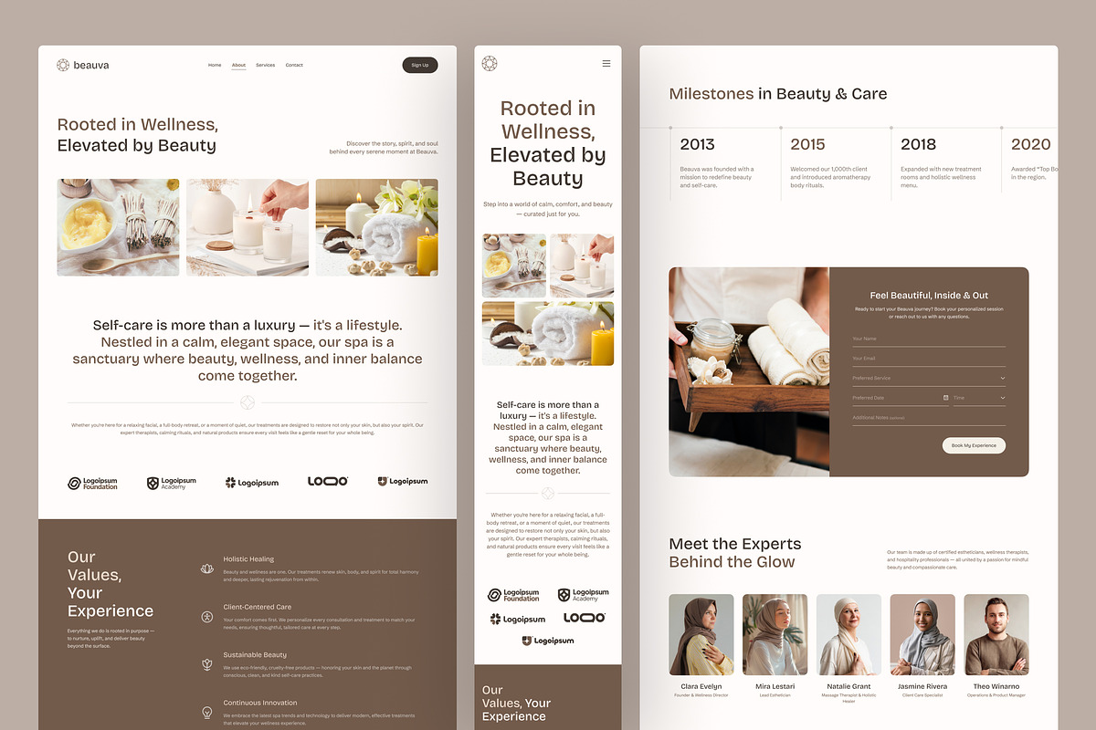 Beauty Spa & Wellness Website, an UI Kit Template by peterdraw (Photo 3 of 7)