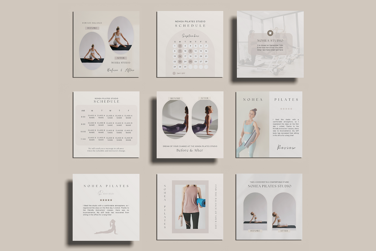 Yoga Studio Instagram Template Canva, a Social Media Template by NoheaDesignShop (Photo 5 of 12)