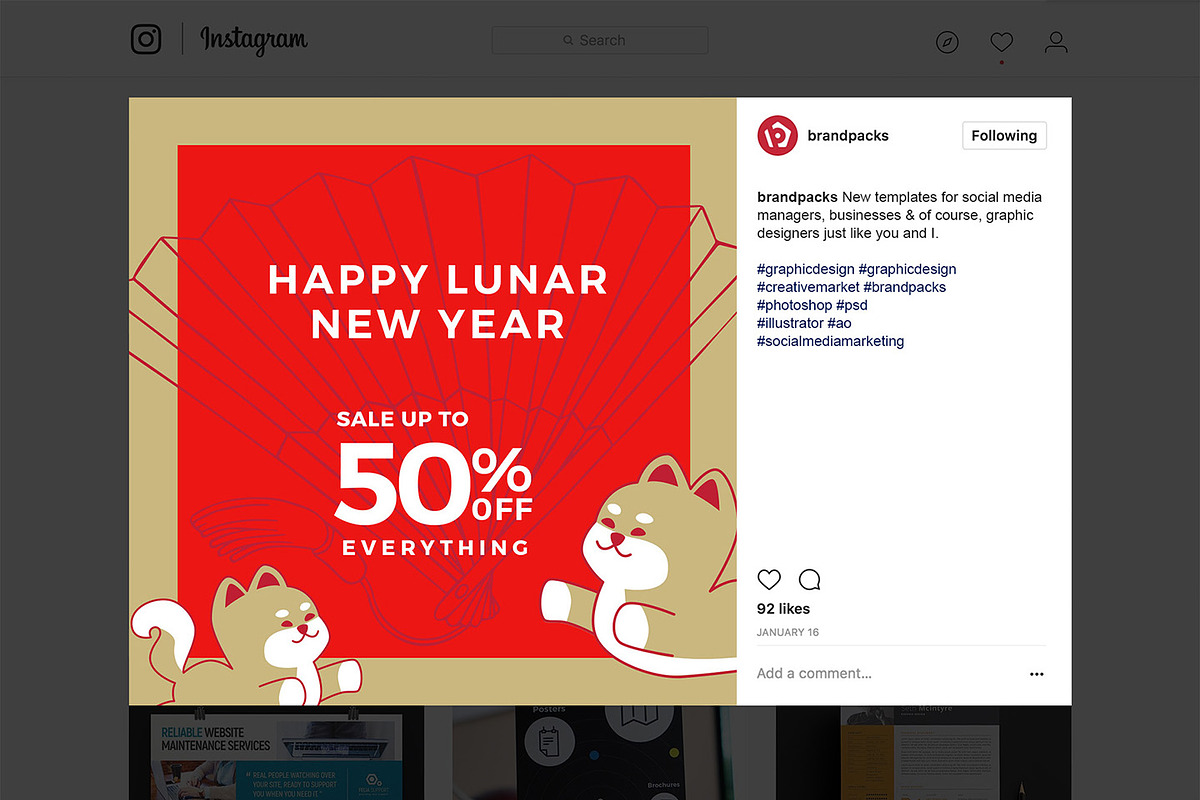 Chinese New Year Instagram Templates, a Social Media Template by BrandPacks (Photo 8 of 16)