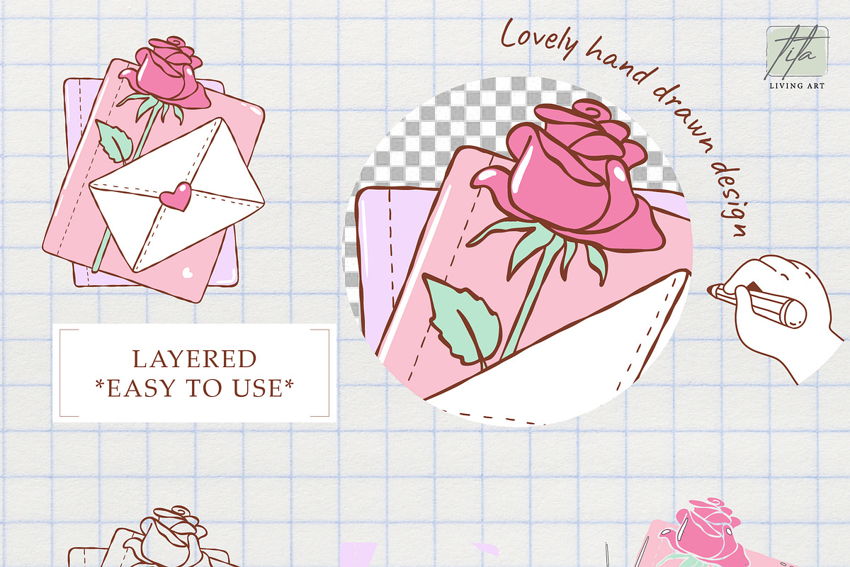 Valentine Bookish Clipart Bundle, an Education Illustration by TitaLivingArt (Photo 6 of 9)