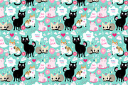8 Fun bright patterns with cats, a Pattern Graphic by Tanor (Thumbnail 3 of 9)